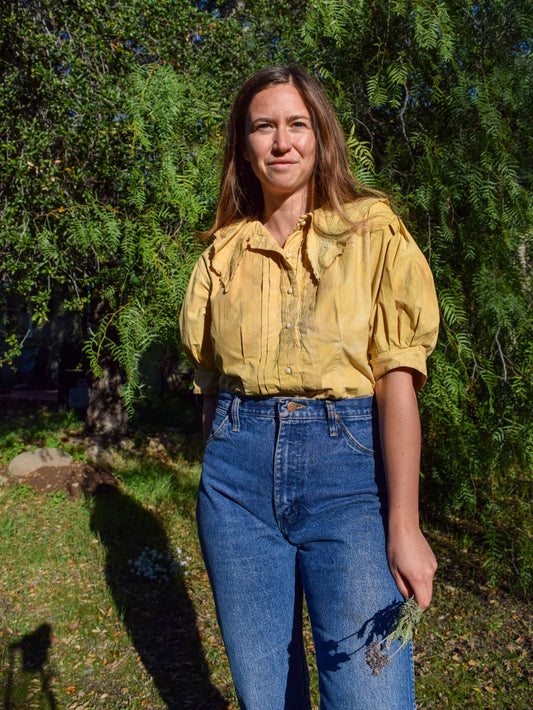 Marigold Embroidered Pointed Collar Blouse