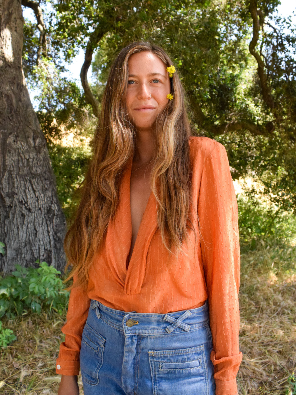 Madder Silk Deep Neckline Blouse