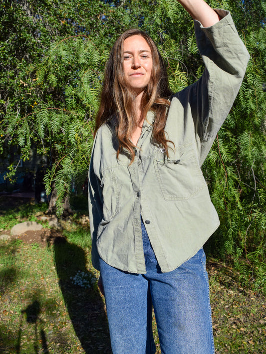 Natural Dye Scrap Mushroom Patch Button-up