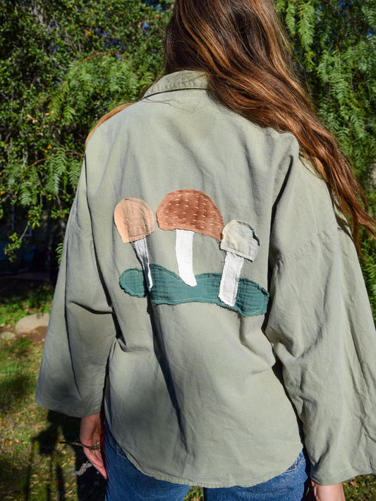 Natural Dye Scrap Mushroom Patch Button-up