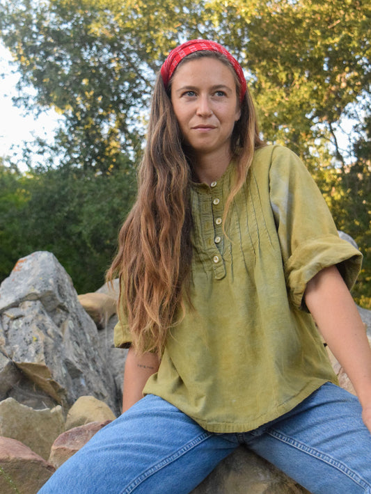 Marigold Pleated Rolled Sleeve Top