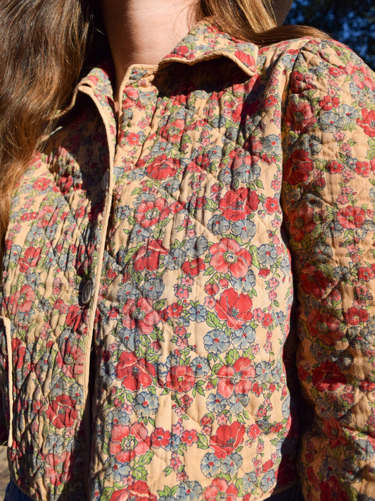 Cutch Quilted Floral Crop Jacket