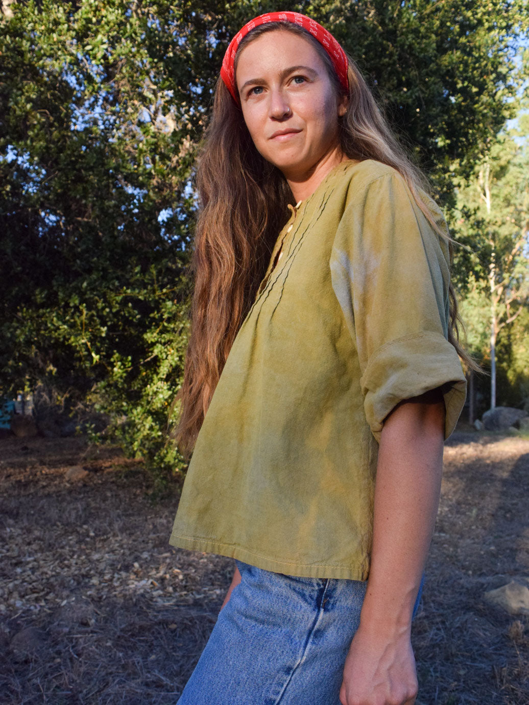 Marigold Pleated Rolled Sleeve Top