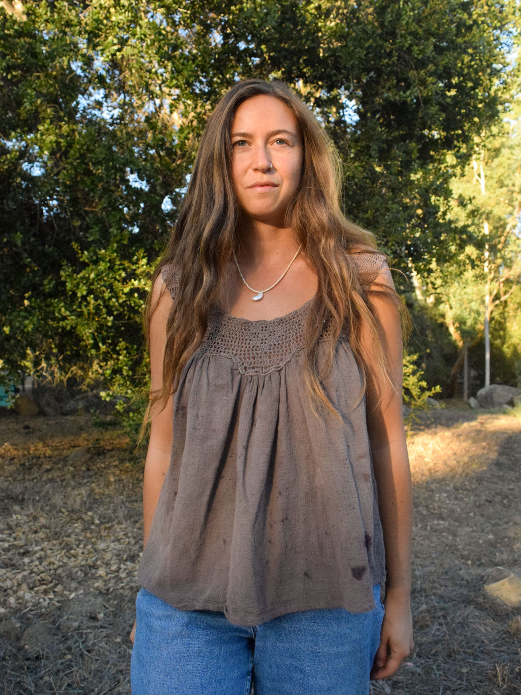 Sequoia Crochet Cotton Gauze Top