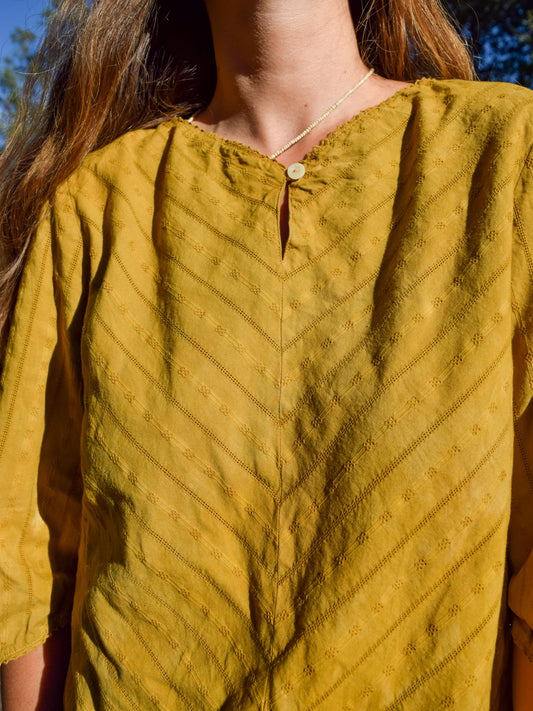 Marigold Embroidered Pointed Hem Blouse