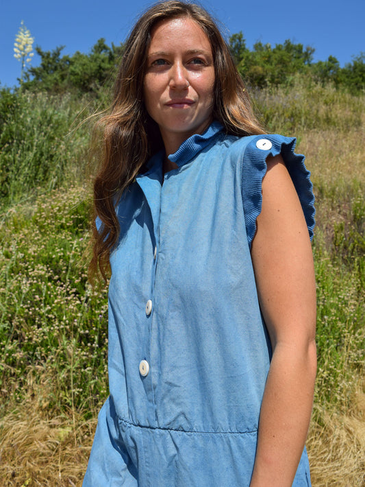 Indigo Button-up Jumpsuit