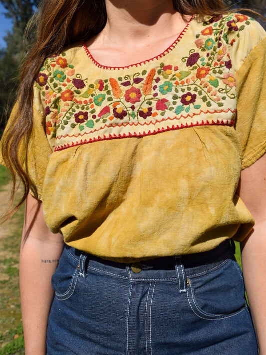 Marigold Gauze Huipil Cropped Blouse