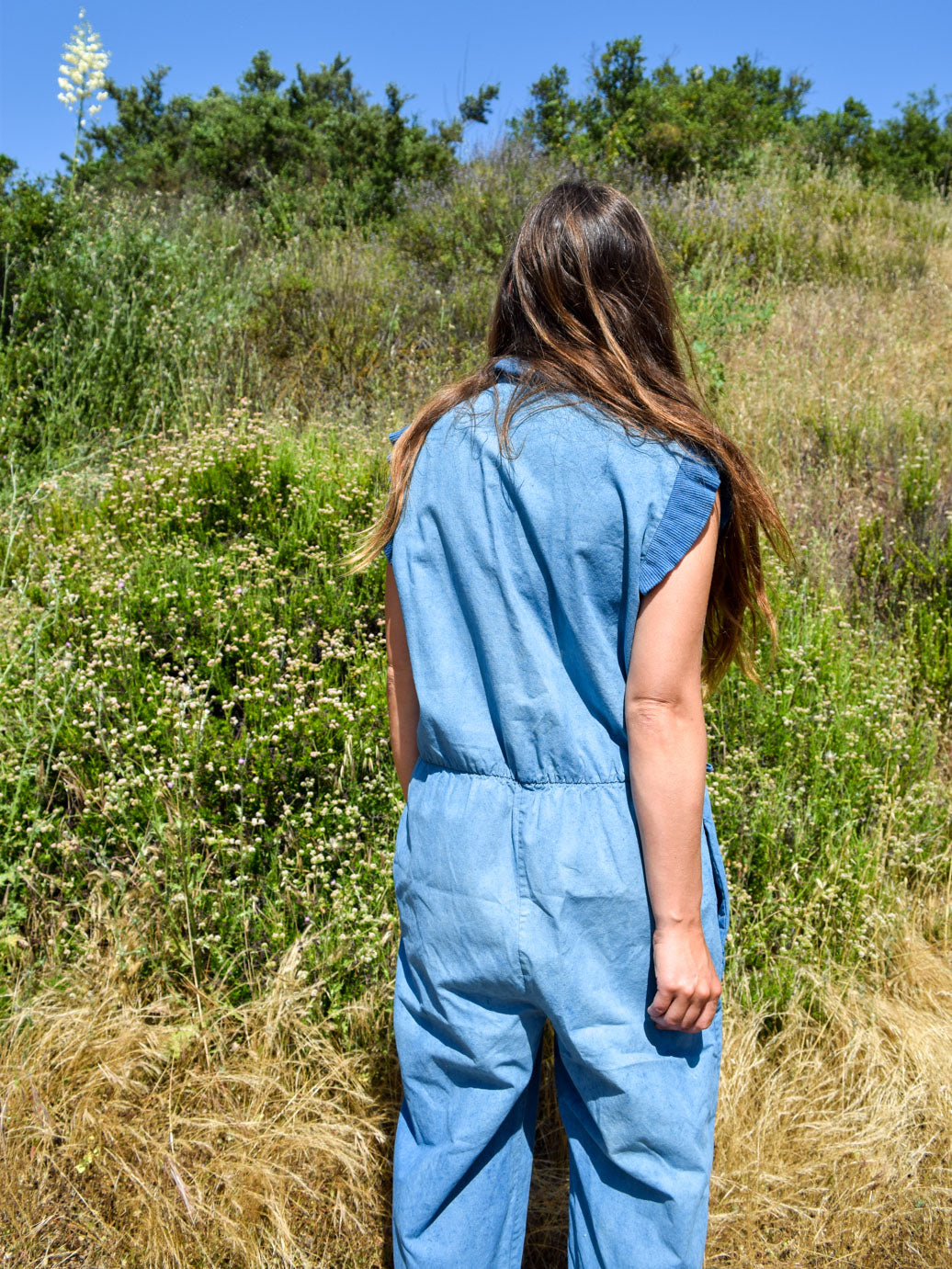 Indigo Button-up Jumpsuit