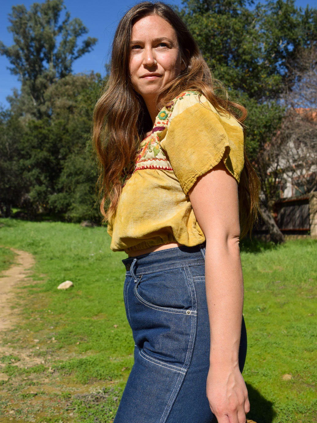 Marigold Gauze Huipil Cropped Blouse