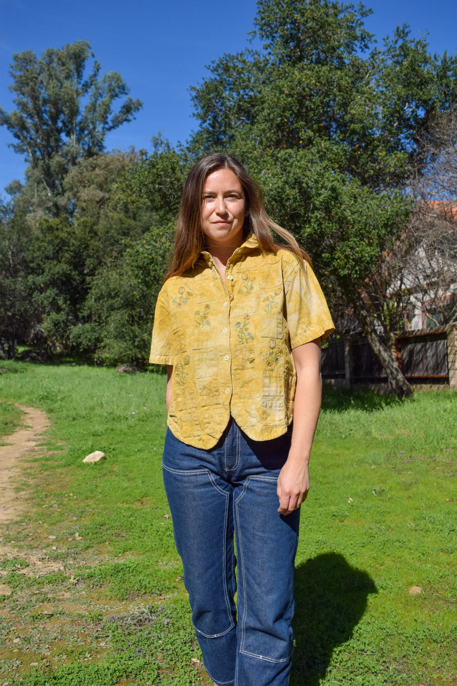 Marigold Flower Embroidered Picnic Top