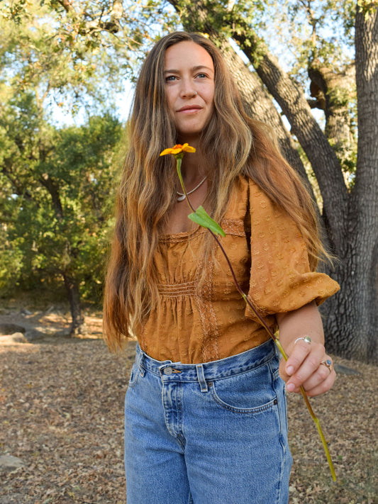 Cutch & Marigold Embroidered Square Neck Blouse