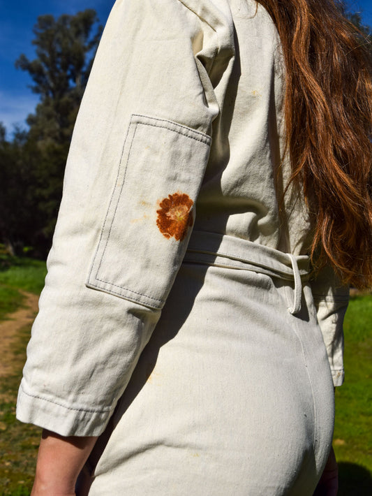 Eco-printed Thick Canvas Utility Jumpsuit