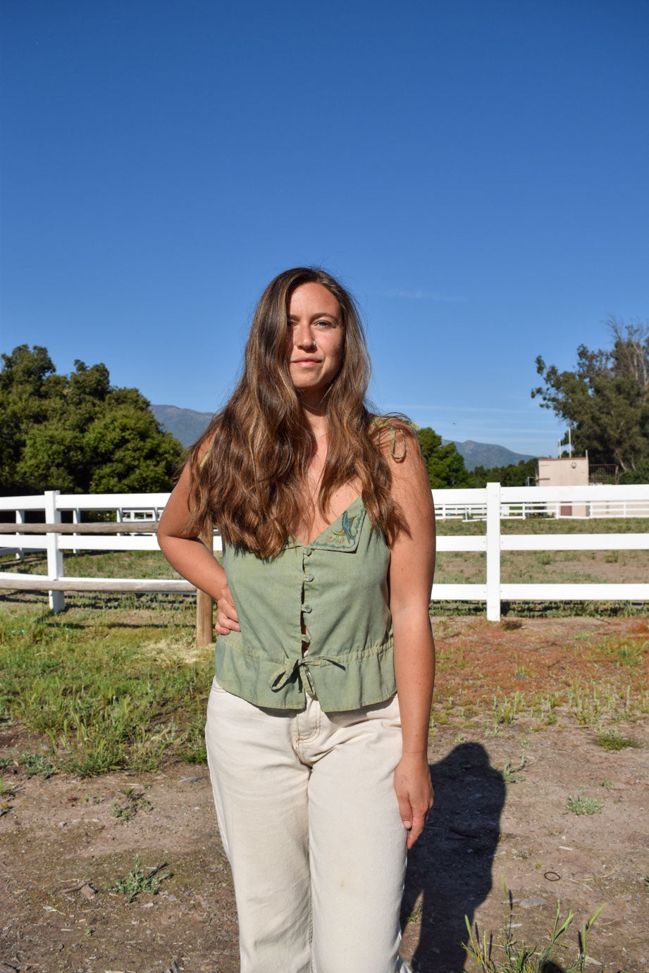Marigold & Indigo Bird Embroidered Tie Strap Blouse