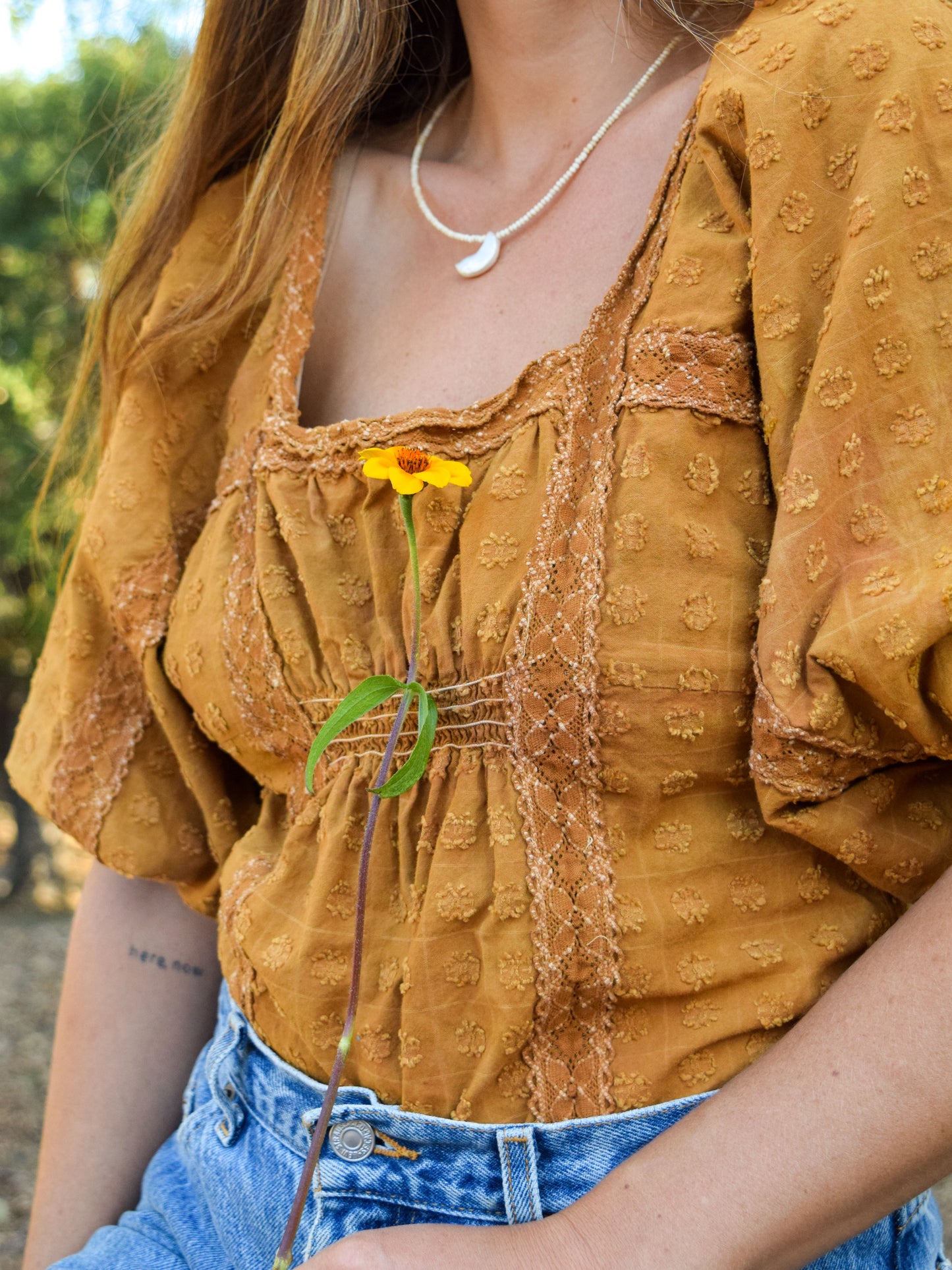 Cutch & Marigold Embroidered Square Neck Blouse
