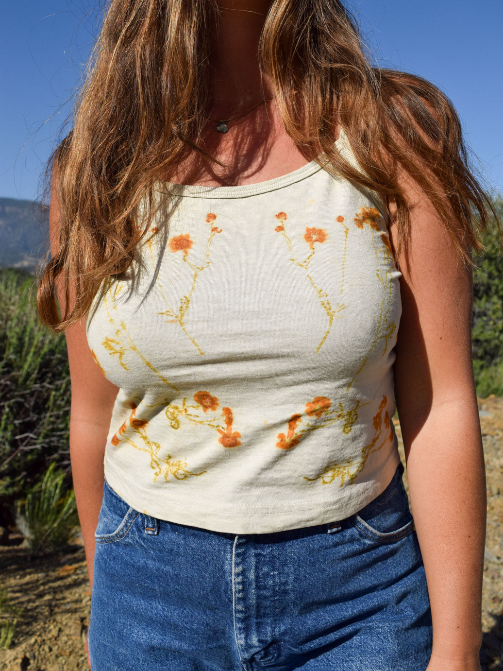 Chloropyhllin Eco-printed Knit Tank
