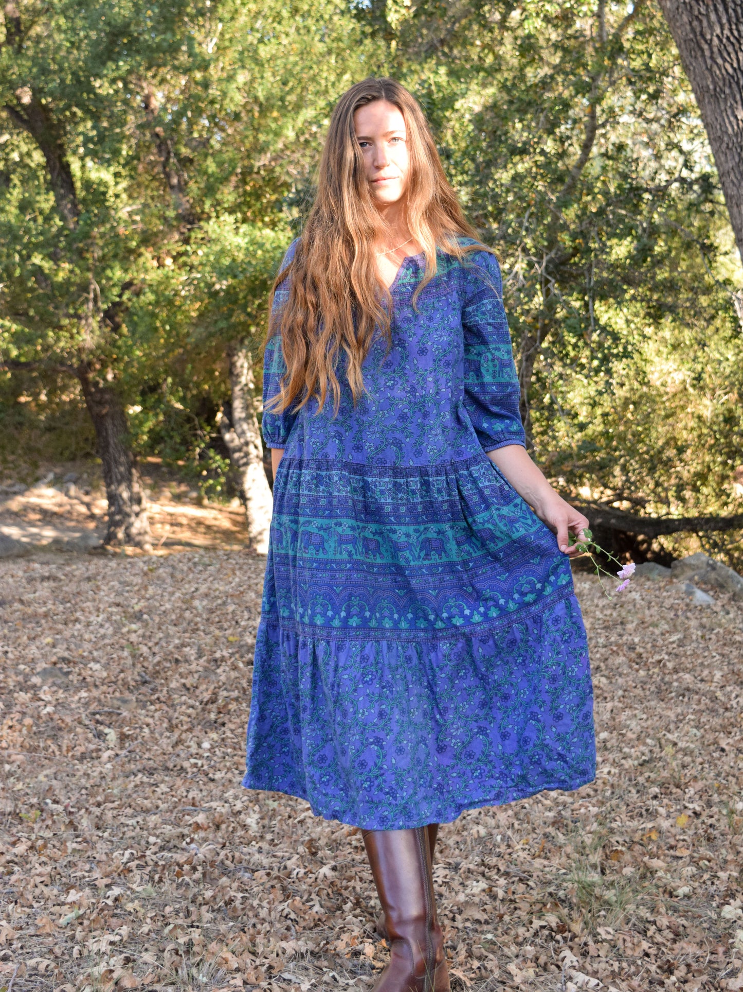 Indigo Block Print Flowy Dress