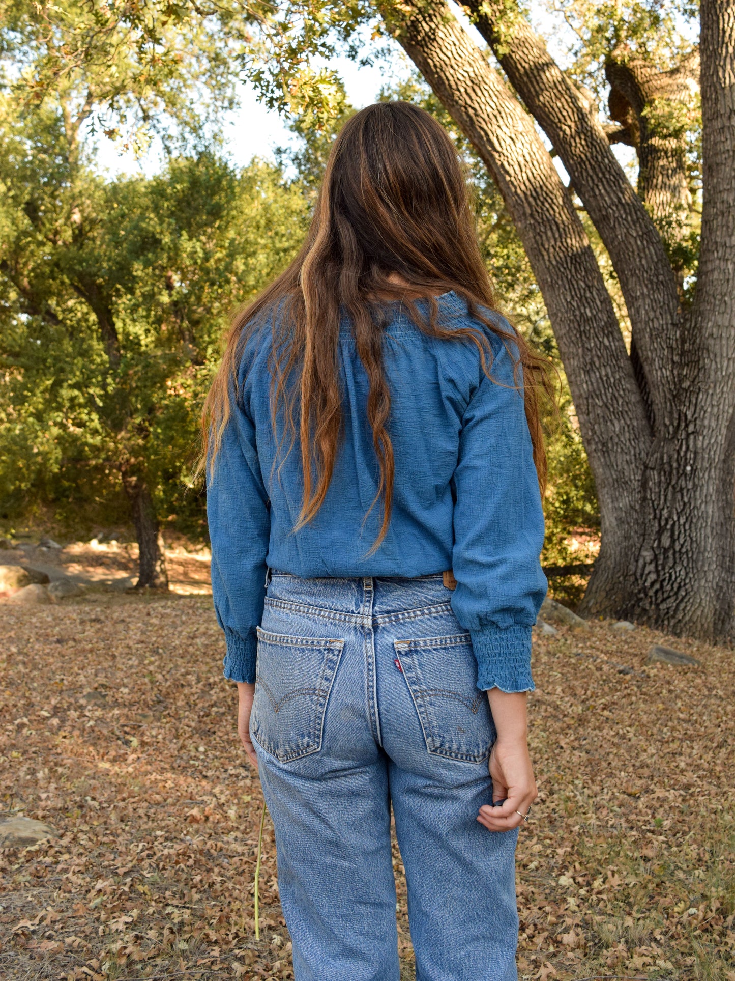 Indigo Cotton Gauze Blouse