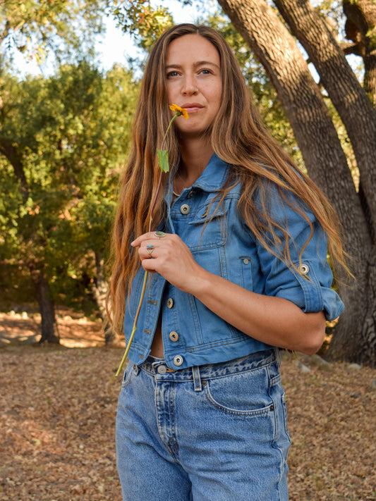 Indigo Cropped Denim Jacket/Top