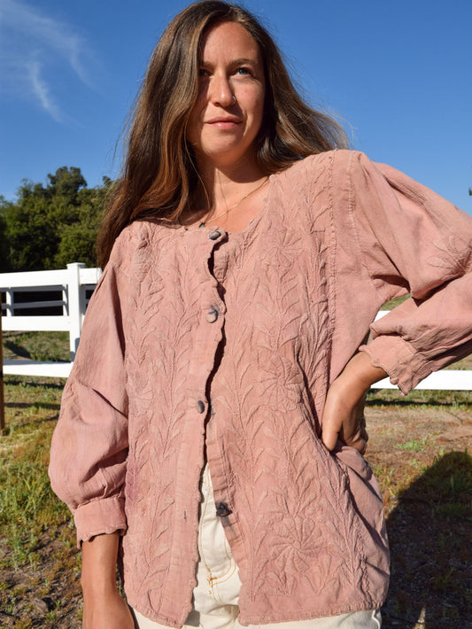 Lac & Cutch Embroidered Button Up Blouse