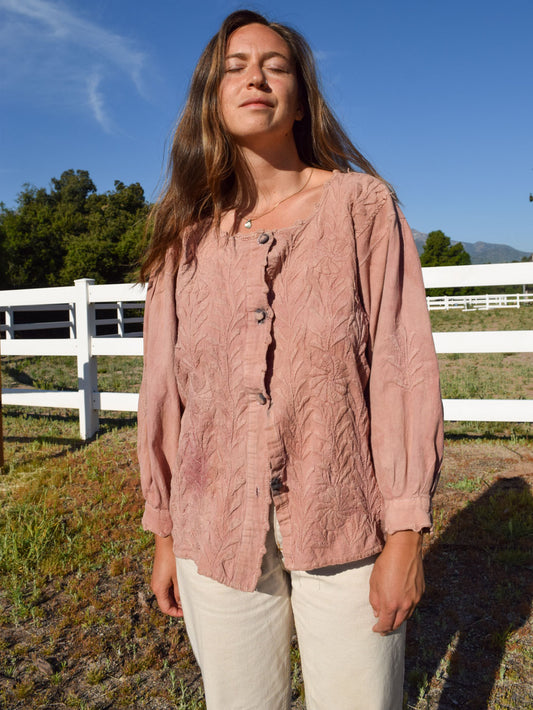 Lac & Cutch Embroidered Button Up Blouse