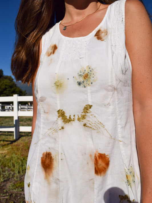 Eco-Printed Lined Embroidered Dress