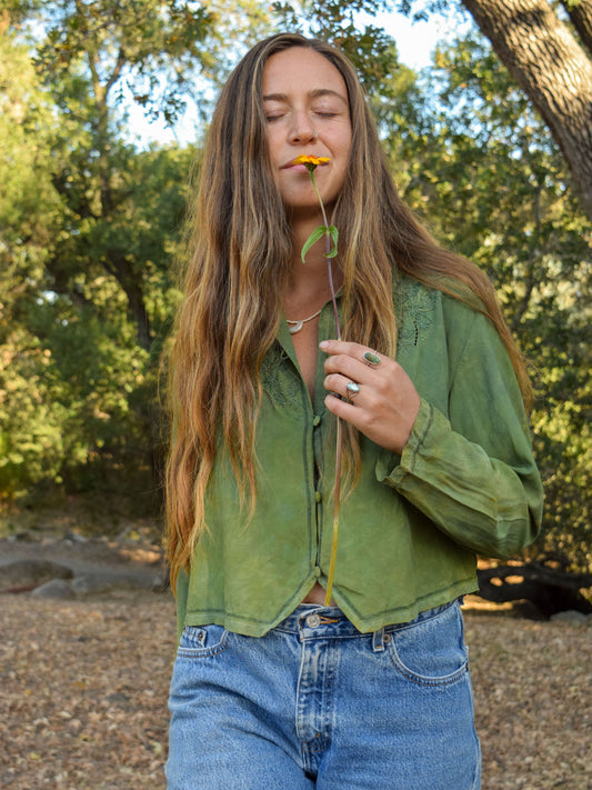 Marigold Silk Embroidered Blouse