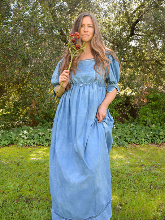 Indigo Dyed Square Neck Cottage Dress
