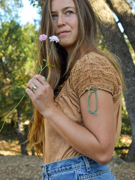 Cutch Crochet Short Sleeve Blouse