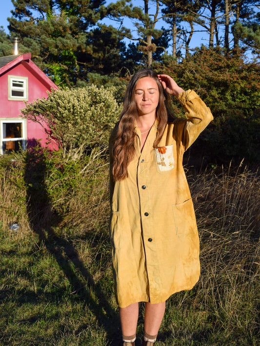 Marigold Utility Dress/Jacket with Eco-print Patch
