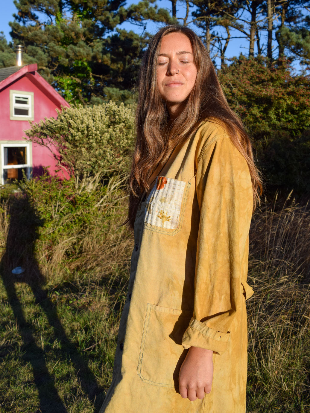 Marigold Utility Dress/Jacket with Eco-print Patch