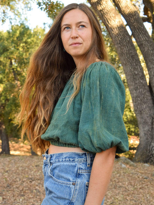 Indigo & Marigold Gauze Elastic Crop