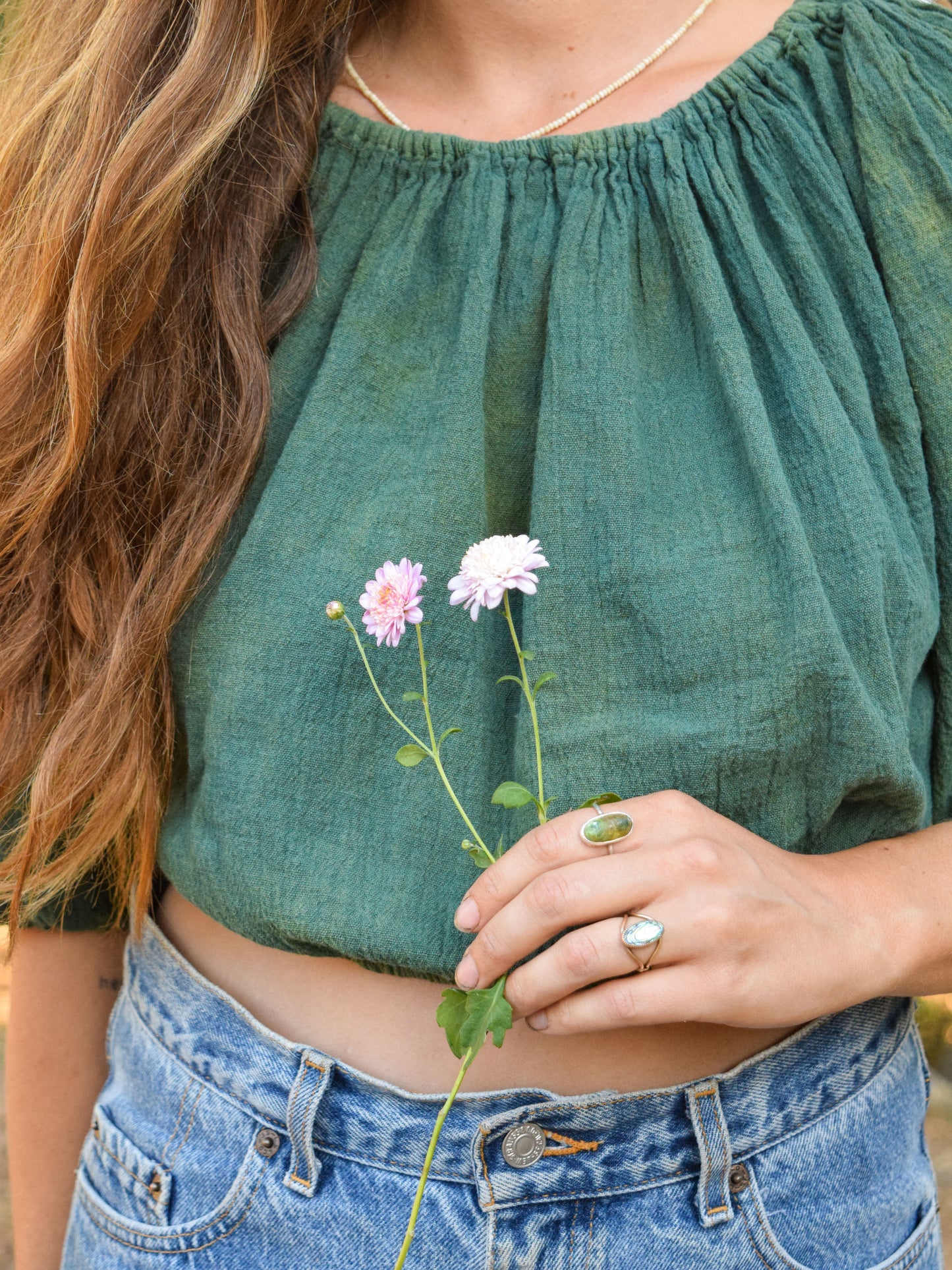 Indigo & Marigold Gauze Elastic Crop