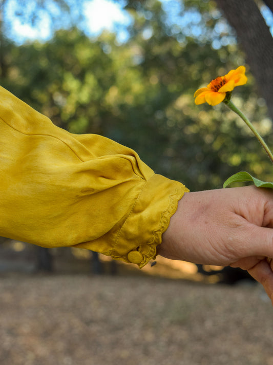 Indigo & Marigold Silk Embroidered Blouse