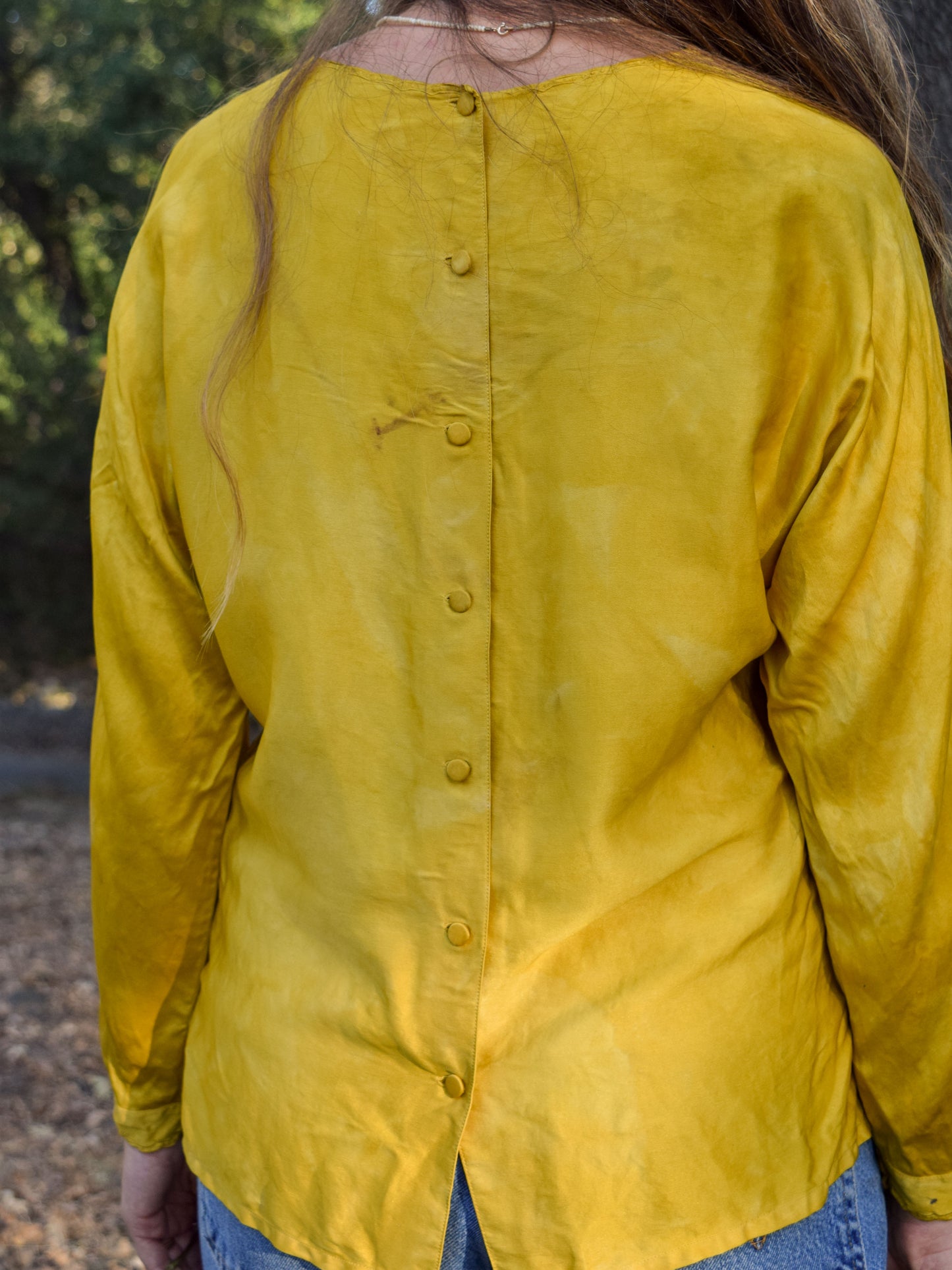 Indigo & Marigold Silk Embroidered Blouse