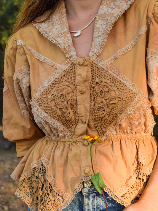Cutch Lace and Crochet Peplum Blouse