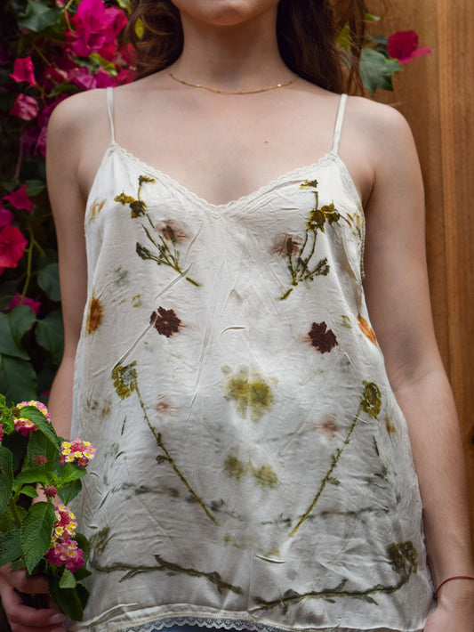 Eco-printed Silk Slip Top
