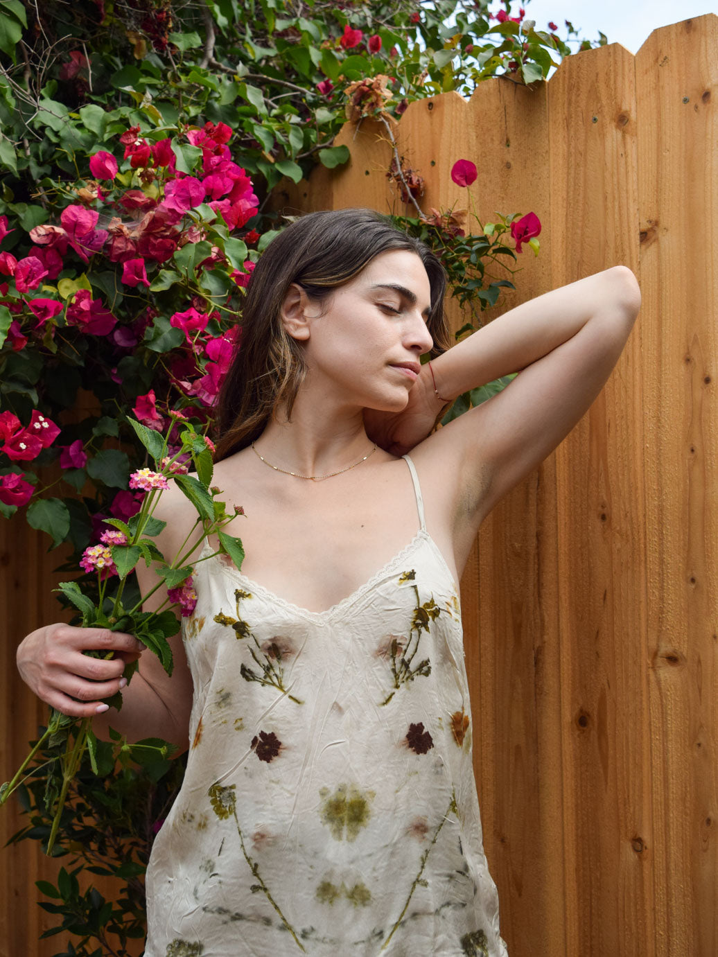 Eco-printed Silk Slip Top