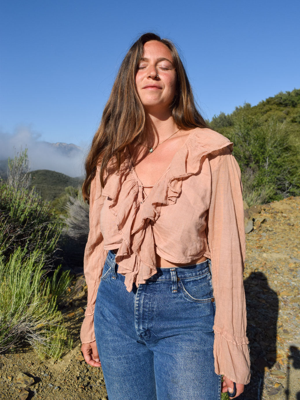 Cutch & Lac Cotton Gauze Ruffle Crop