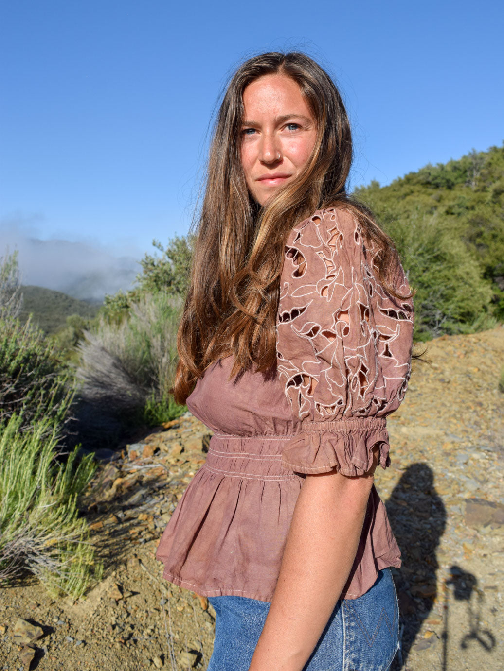 Logwood & cutch Peplum Puff Sleeve Blouse