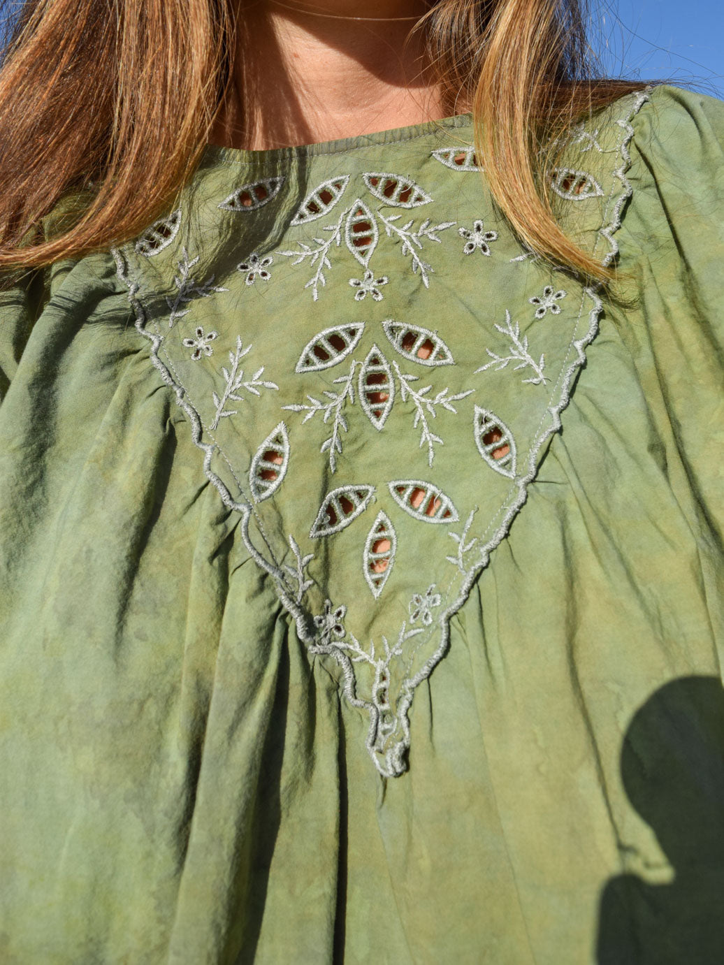 Indigo & Marigold Puff Sleeve Blouse