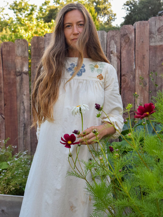 Flower Hammered Muslin Dress