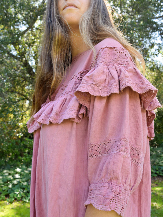 Lac & Cutch Gauze and Lace Tea Dress