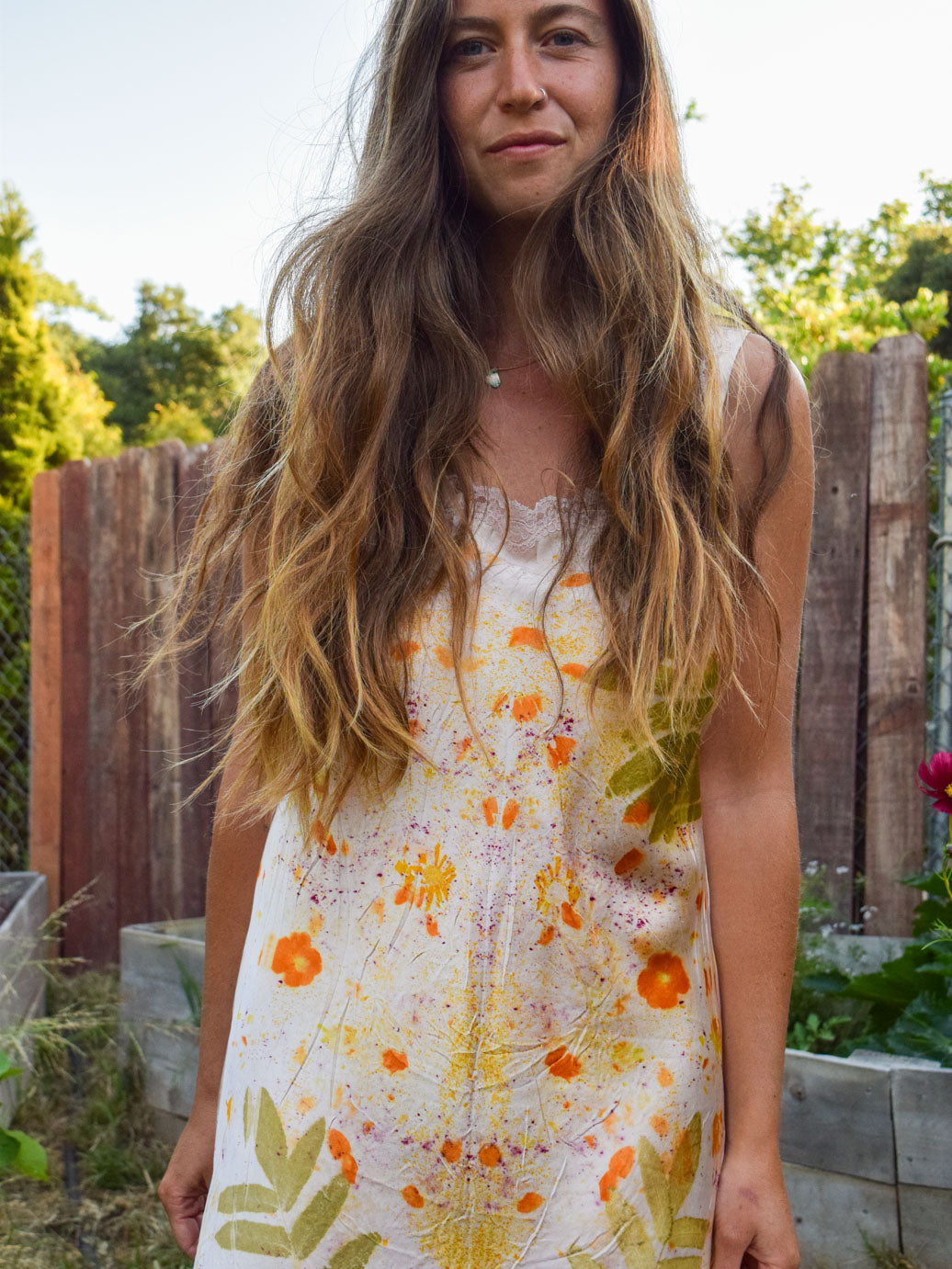 Lac Dyed Eco-Printed Silk Slip