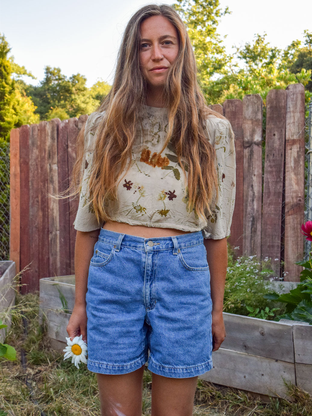 Eco-Printed Silk Crop Blouse