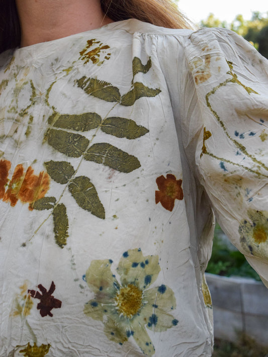 Eco-Printed Silk Crop Blouse