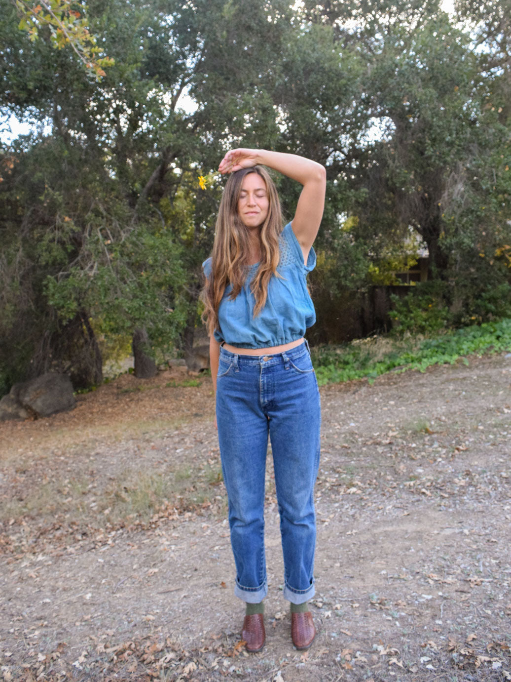 Indigo Hand Sewn Crop