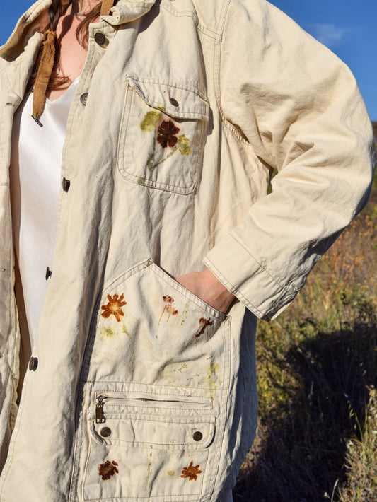 Eco-Printed Canvas Oversized Jacket