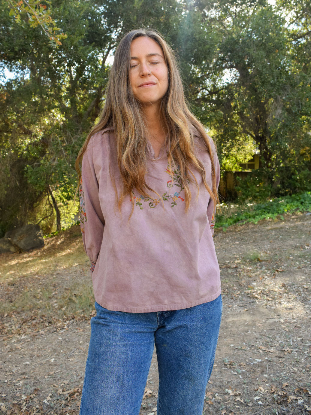 Cutch & Logwood Embroidered Collared Top