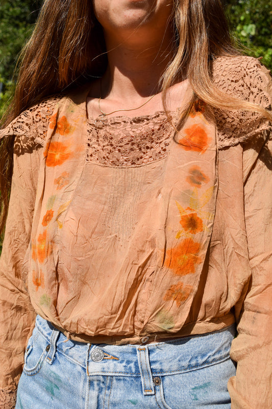 Cutch Antique Eco-printed Silk Blouse