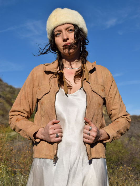 Cutch Dyed & Coreopsis Eco-printed Zipper Canvas Jacket